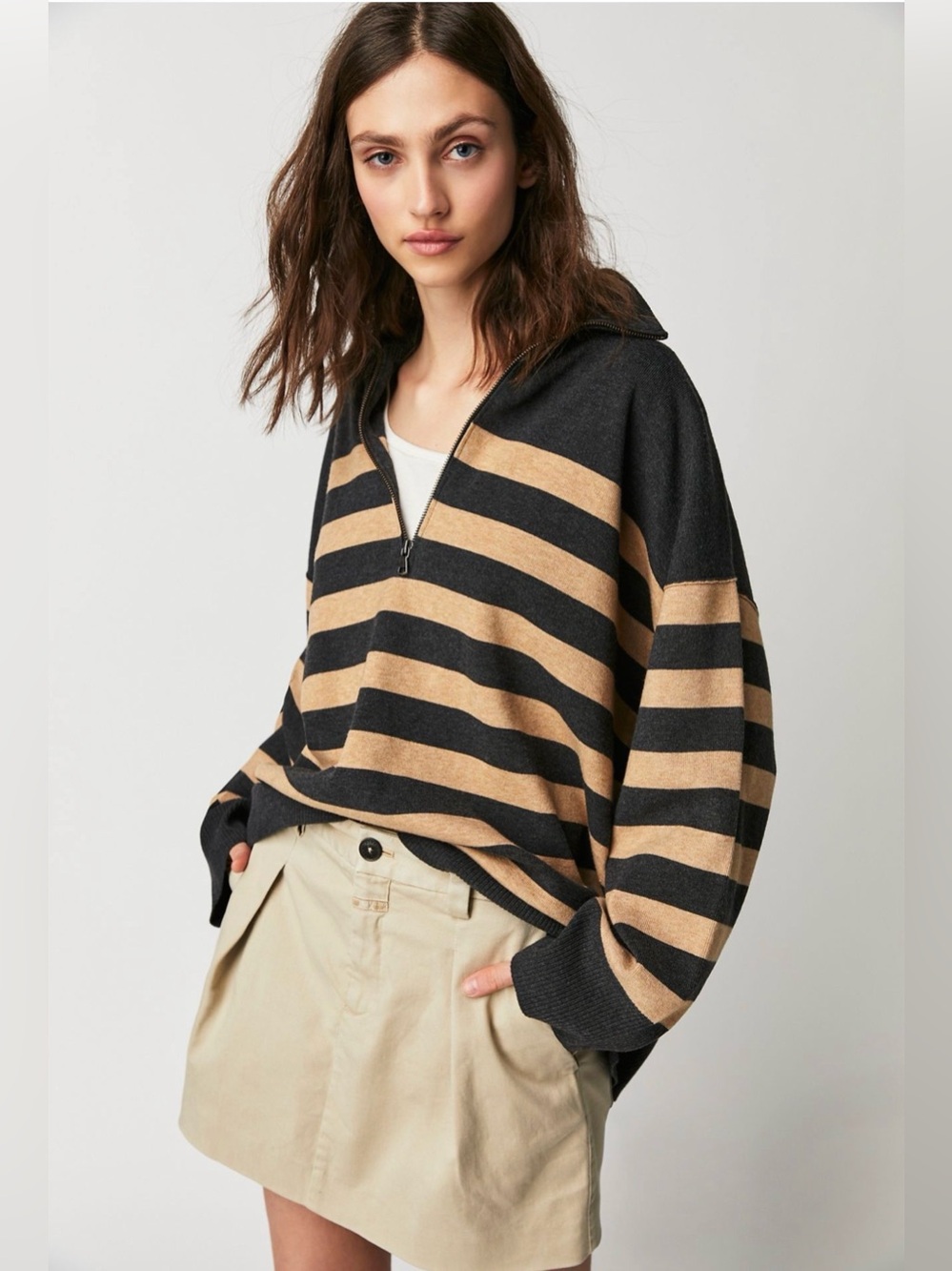 FREE PEOPLE Coastal Stripe Oversized Pullover Small